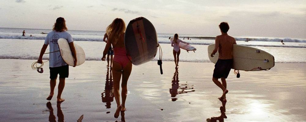 Surf camp students in Bali